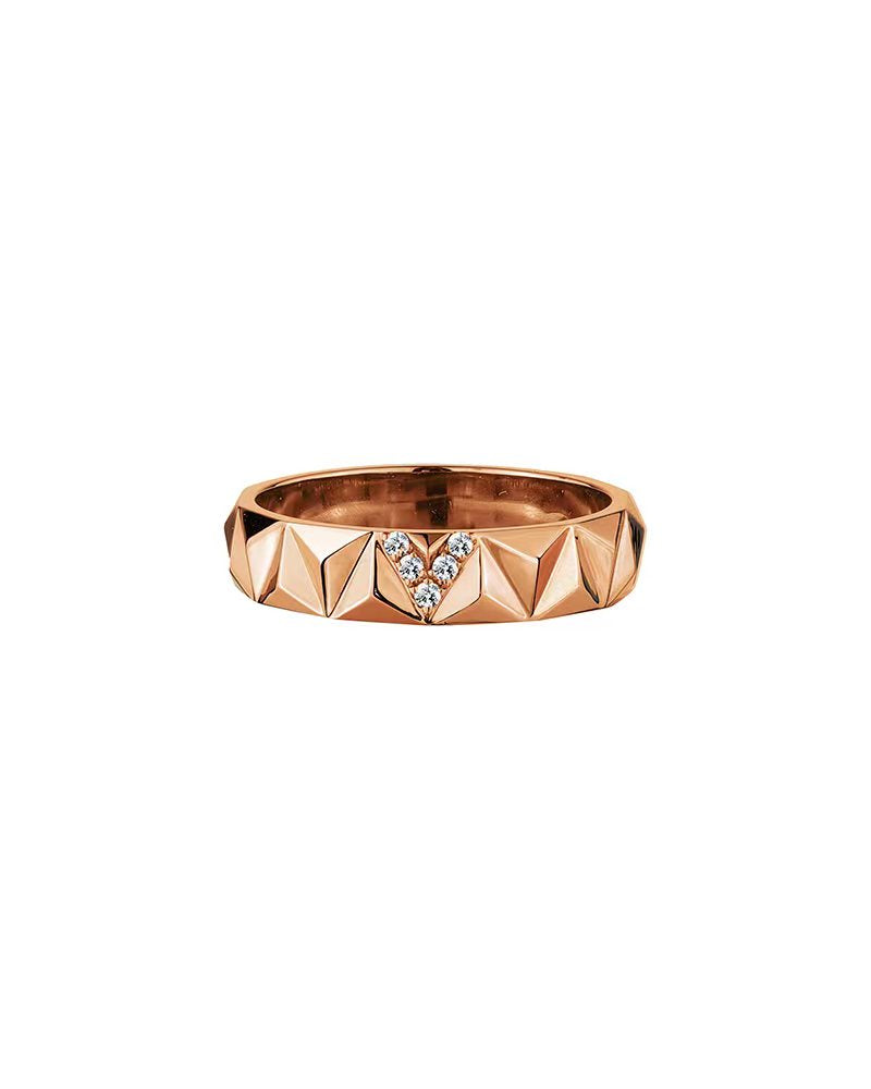 PUSOMILI V Cube Ring with Diamonds(Rose Gold)