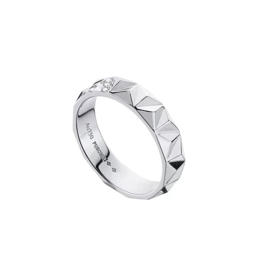 PUSOMILI V Cube Ring with Diamonds(White Gold)