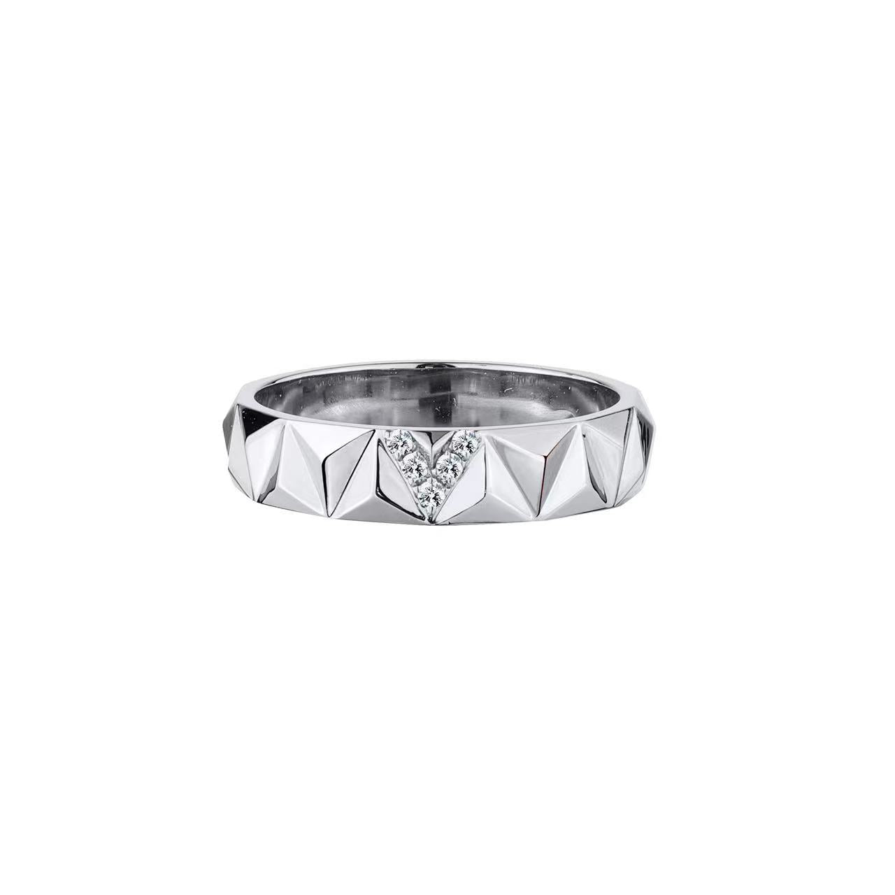 PUSOMILI V Cube Ring with Diamonds(White Gold)