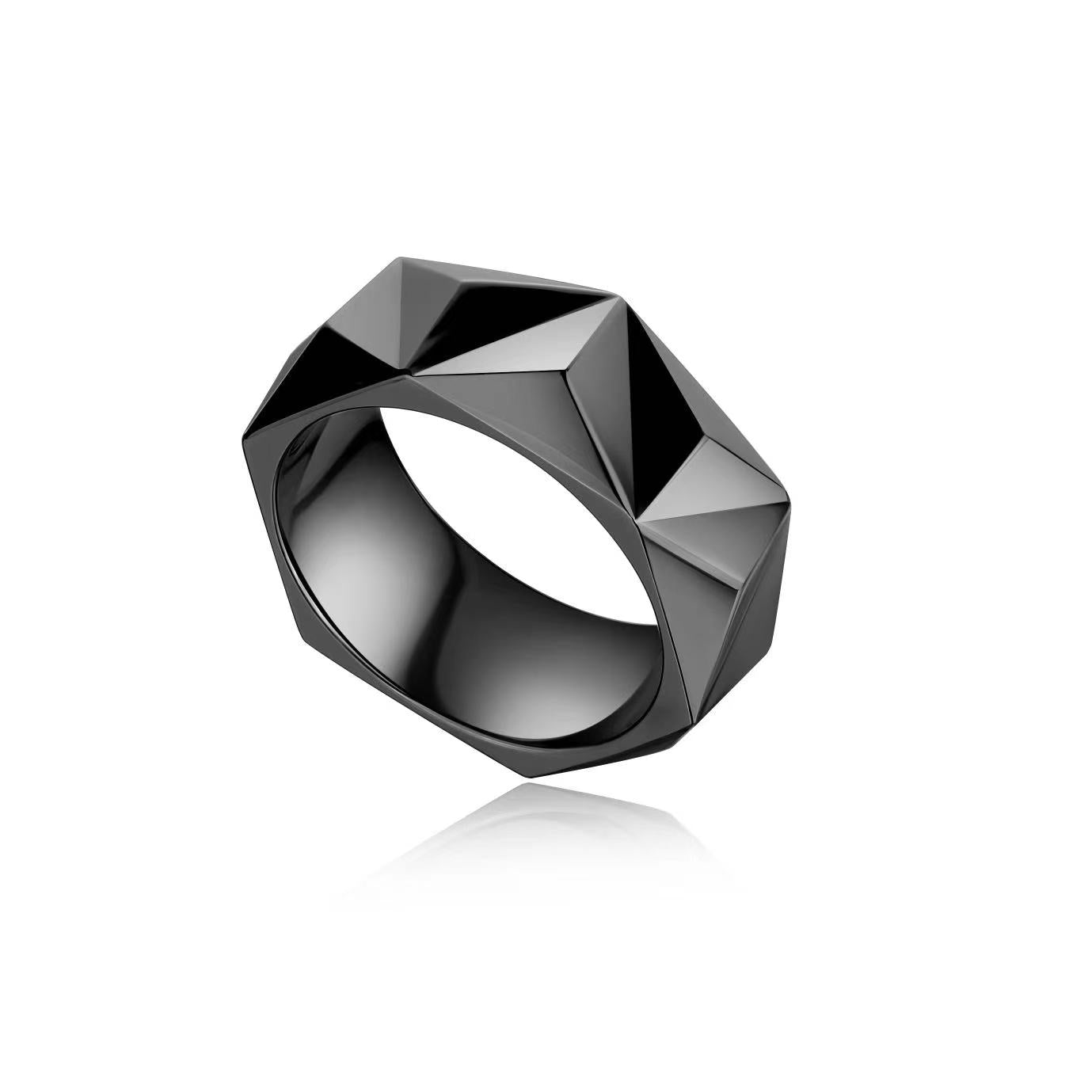 PUSOMILI V Cube Wide Ring in Plated Black Gold